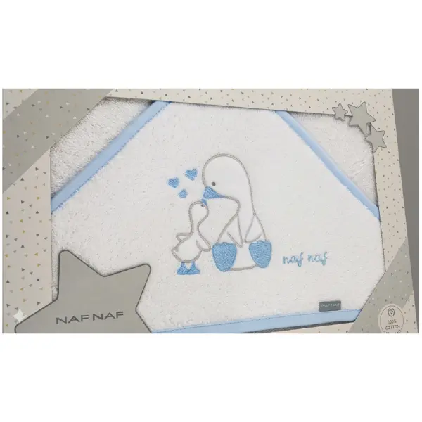 Cape de Bain Bébé NAF NAF en Coton - Motif Duo Pingouins Brodés