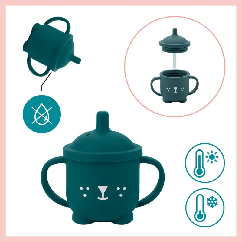 Coffret repas bébé  Vert et Gris LEARN'ISY 15-24 mois - Babymoov