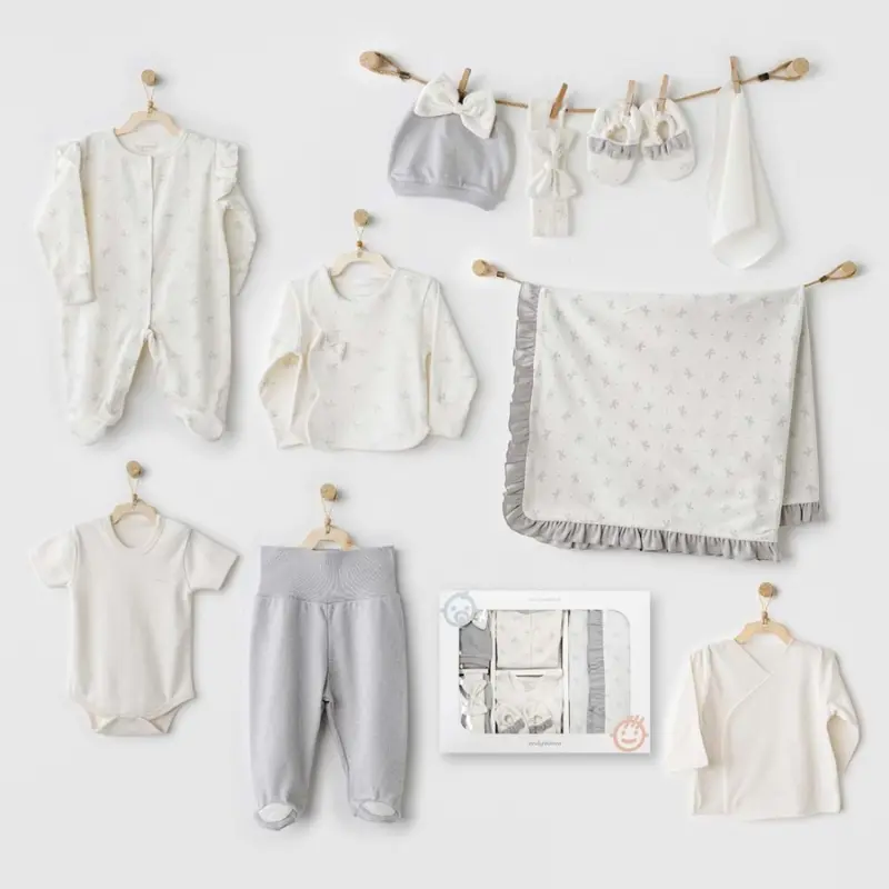 xx Coffret Sortie Hôpital 10 Pièces Bébé Écru Andywawa AC26251