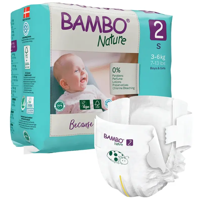 xx Couches Bambo Nature Taille 2 3-6kg 30 unités
