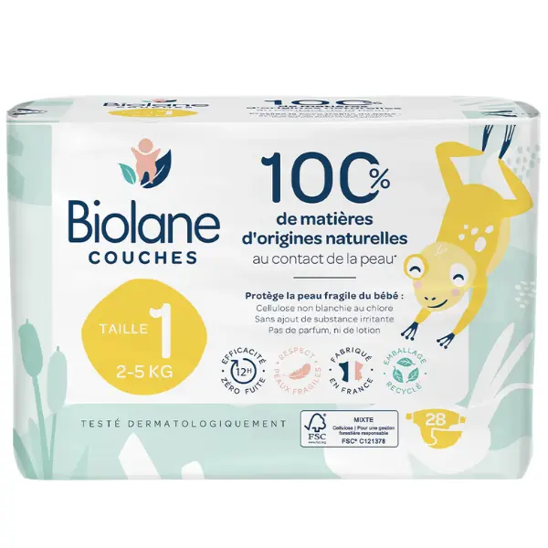 Couches écologiques Biolane Taille 1