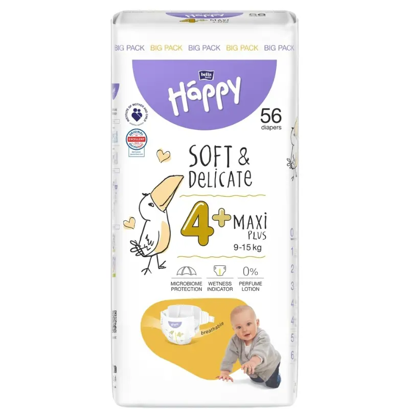 xx Couches Happy Taille 4+ (9-20kg) 56 unités