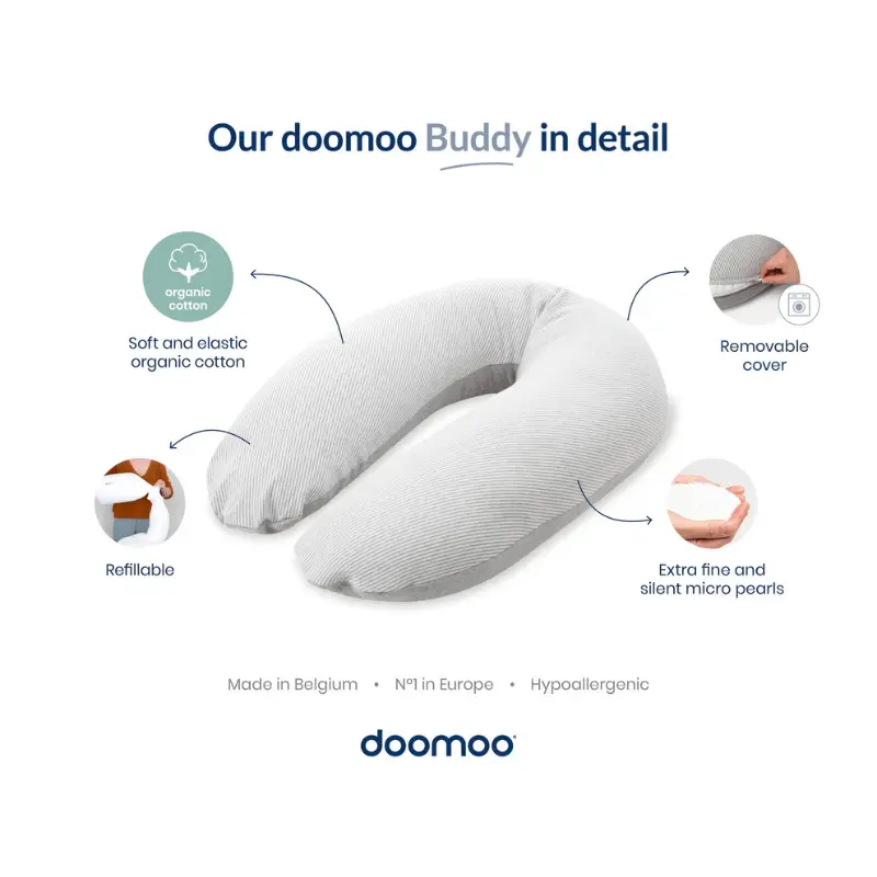 Coussin d'Allaitement et Maternité Buddy Silver Dots - Doomoo