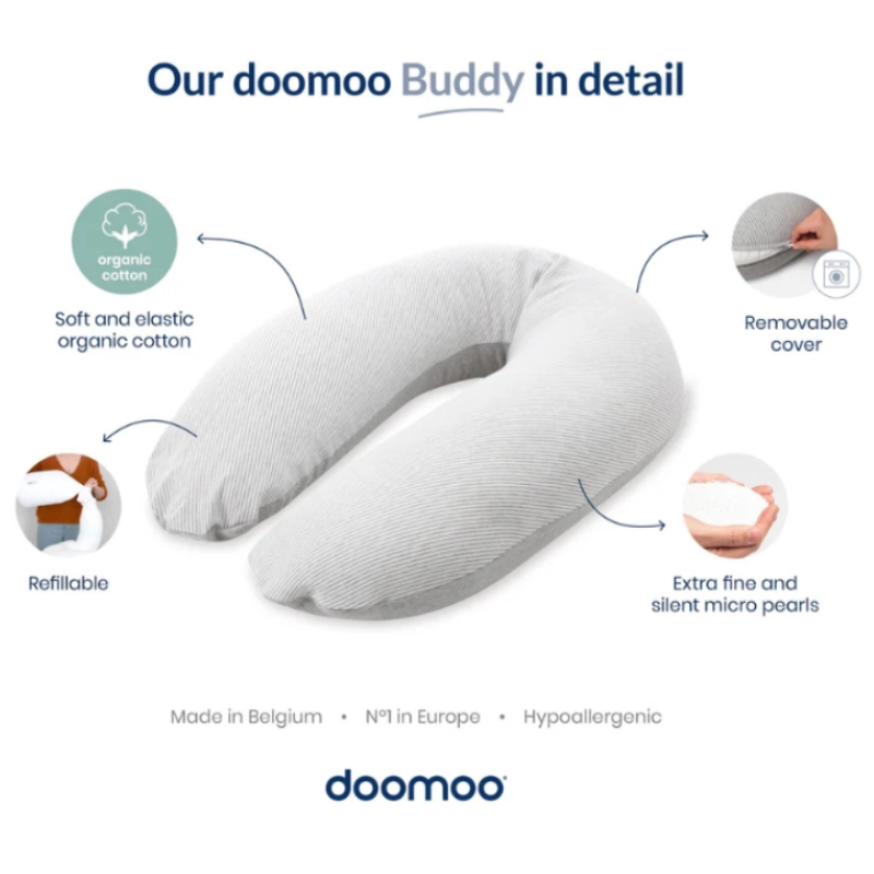 Coussin d'Allaitement et Maternité Buddy  Tetra Jersey Vert - Doomoo