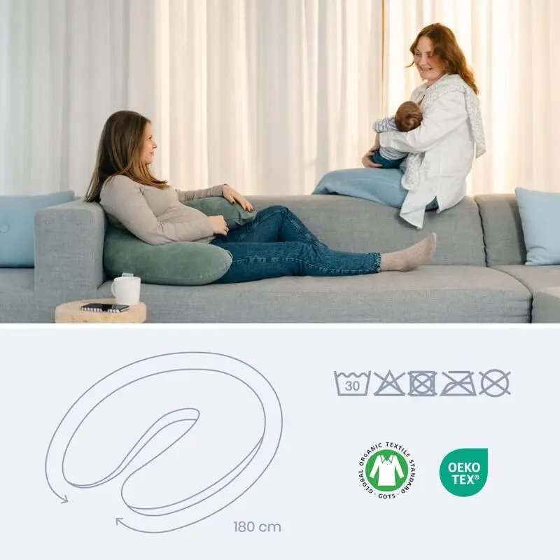 Coussin de maternité Buddy en velours côtelé vert - DOOMOO