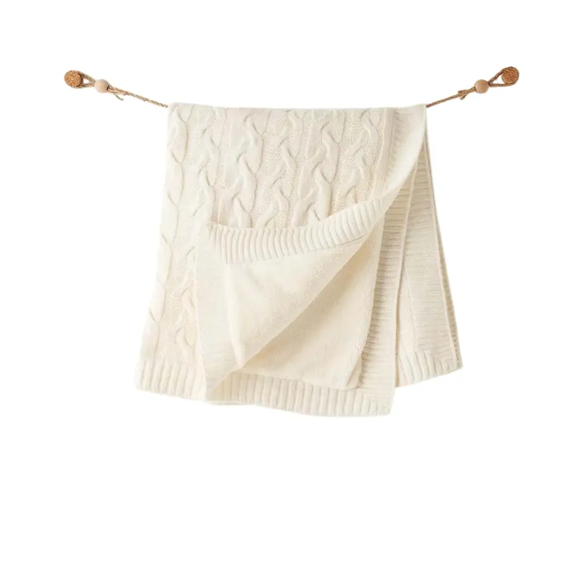 xx Couverture bébé tricotée 85x100 cm Écru  – Andywawa AC26340