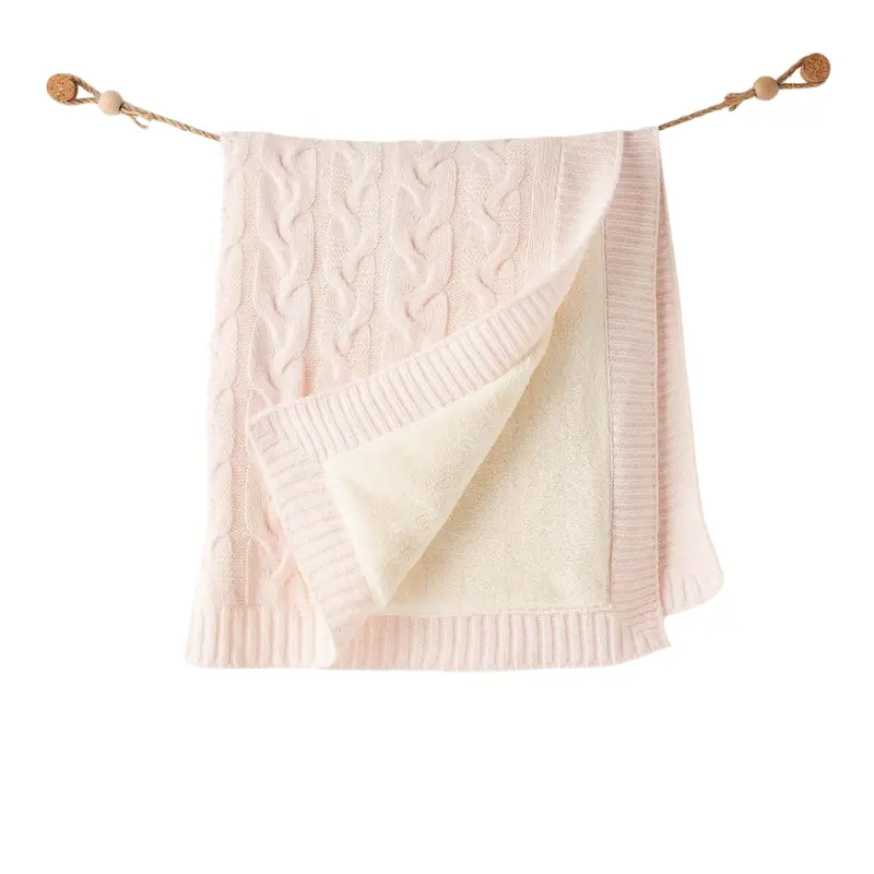 xx Couverture bébé tricotée 85x100 cm Rose Mélange – Andywawa