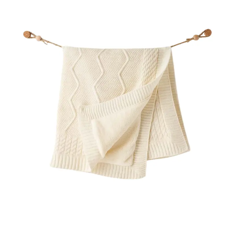 Couverture bébé tricotée AC26345 Blanc Cassé Andywawa
