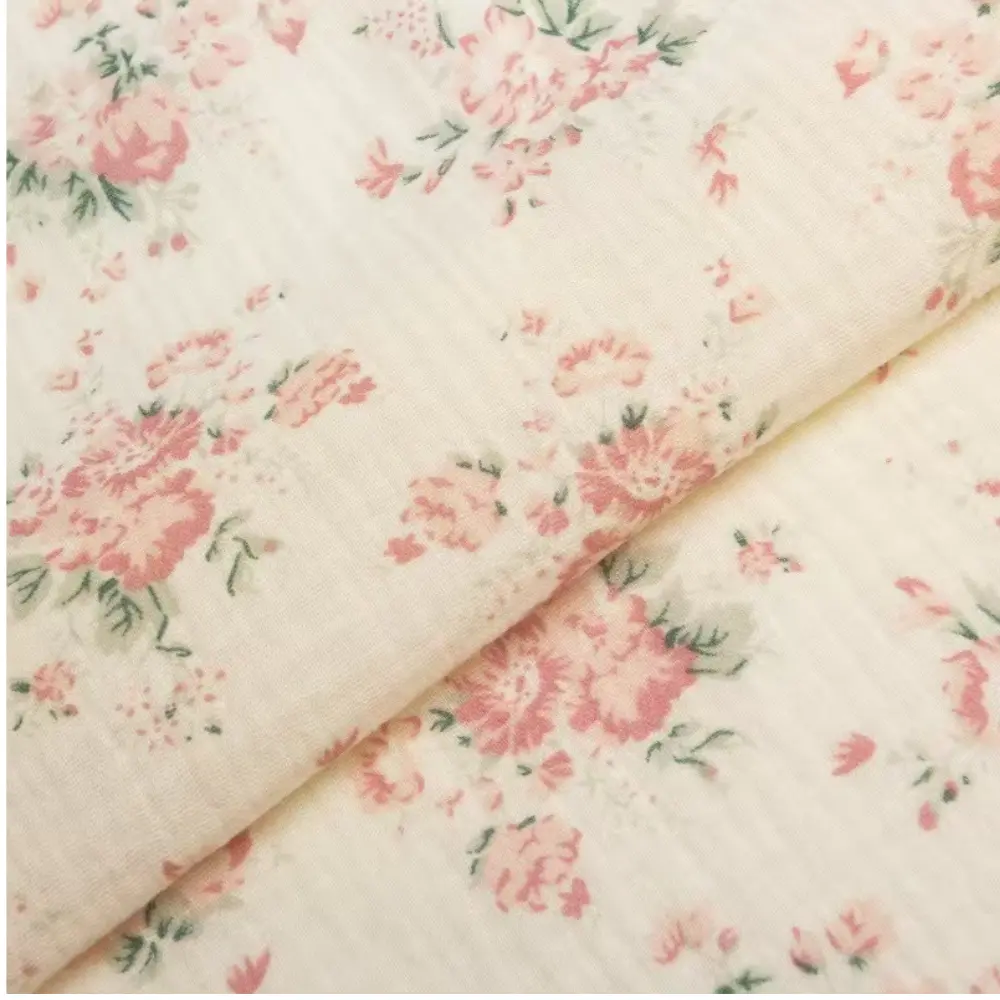 Couverture en Mousseline de Coton Bio 120cm x 130cm Fleurs