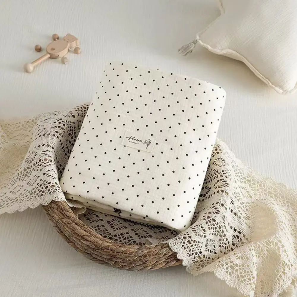 xx Couverture en Mousseline de Coton Bio 120cm x 130cm Points