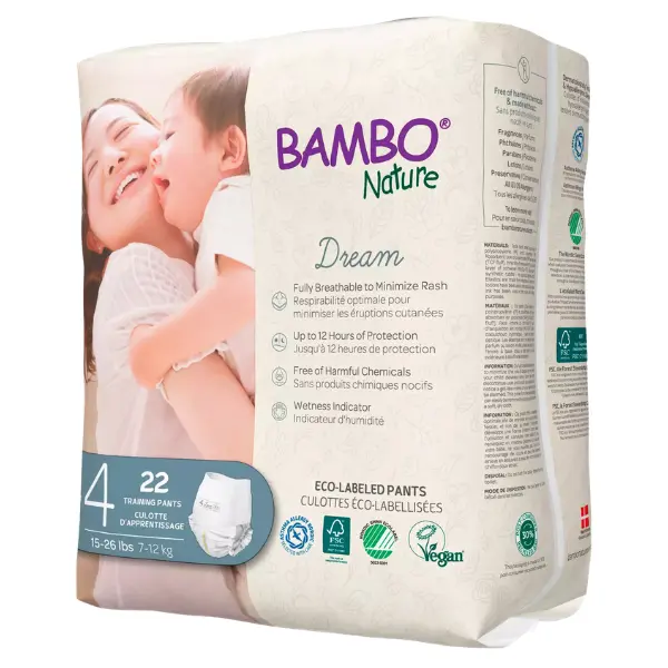 Culottes d’entraînement Bambo Nature Dream Taille 4 (7-12 kg) – Pack 22 unités