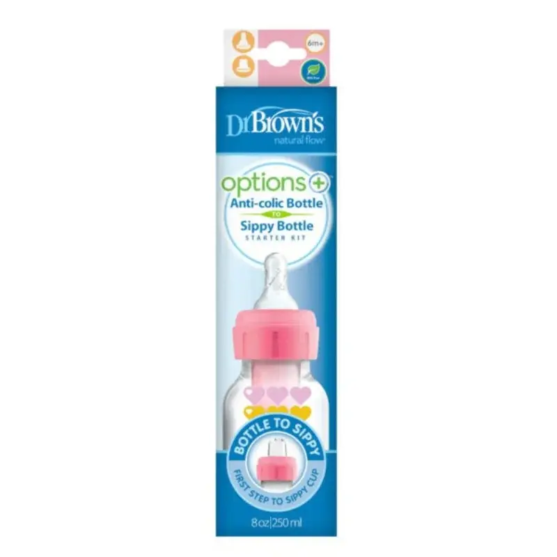 Dr. Brown’s Biberon Cole étroit 250ml Rose 6M+