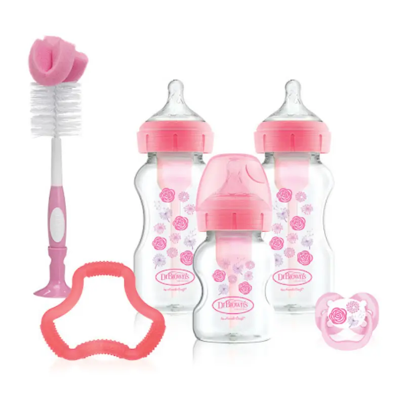 Coffret cadeau de biberon anti-colique Rose