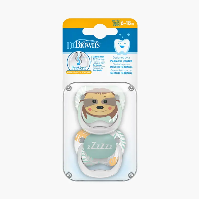 Dr browns Sucette 6-18m phase 2 têtes d’animaux, pack de 2