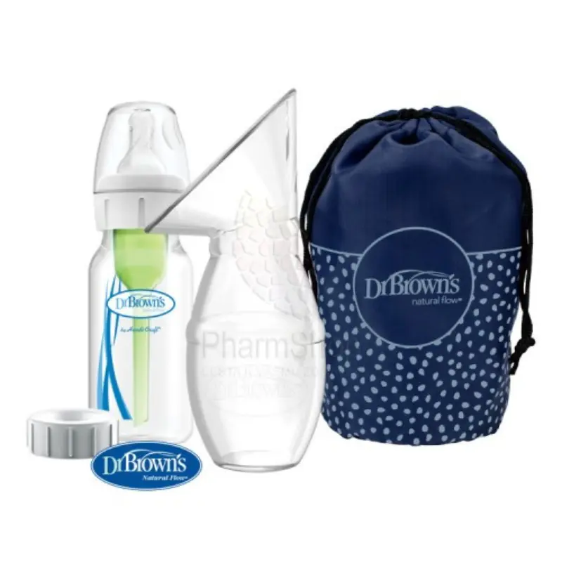 xx Dr. Brown's Tire lait en silicone + Biberon 120ml Cole étroit