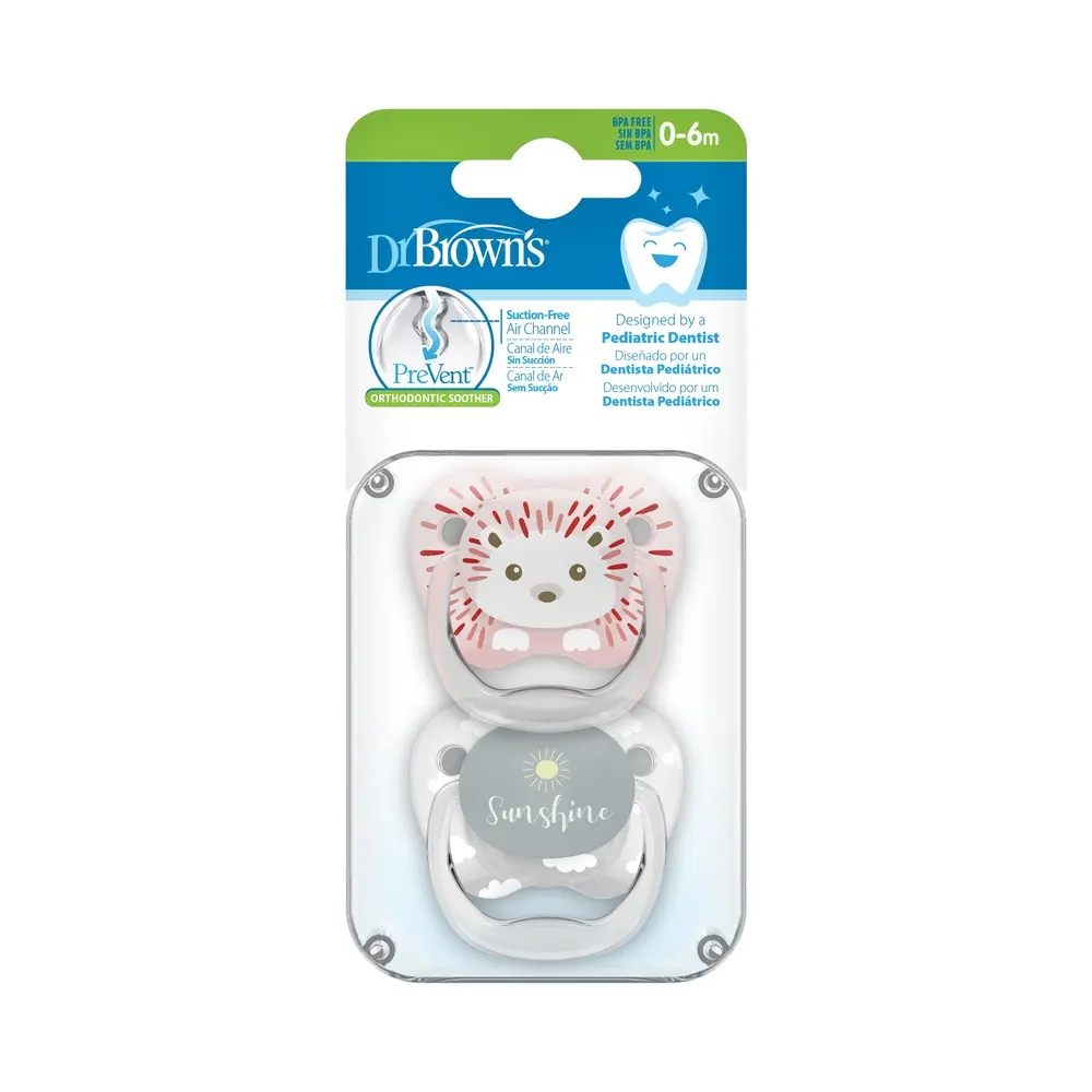 xx Dr.Brown’s Lot de 2 sucettes PreVent Hérisson/Sunshine 0-6mois