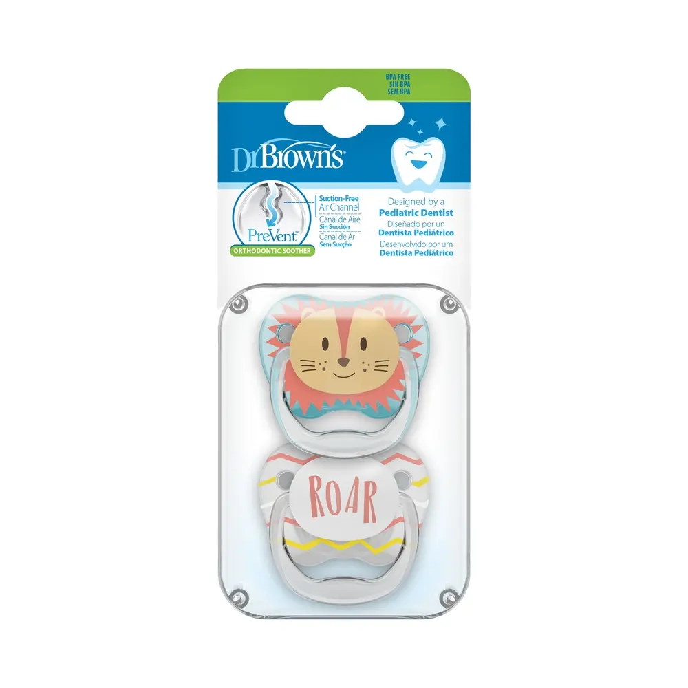 xx Dr.Brown’s Lot de 2 sucettes PreVent Lion/Roar 0-6mois