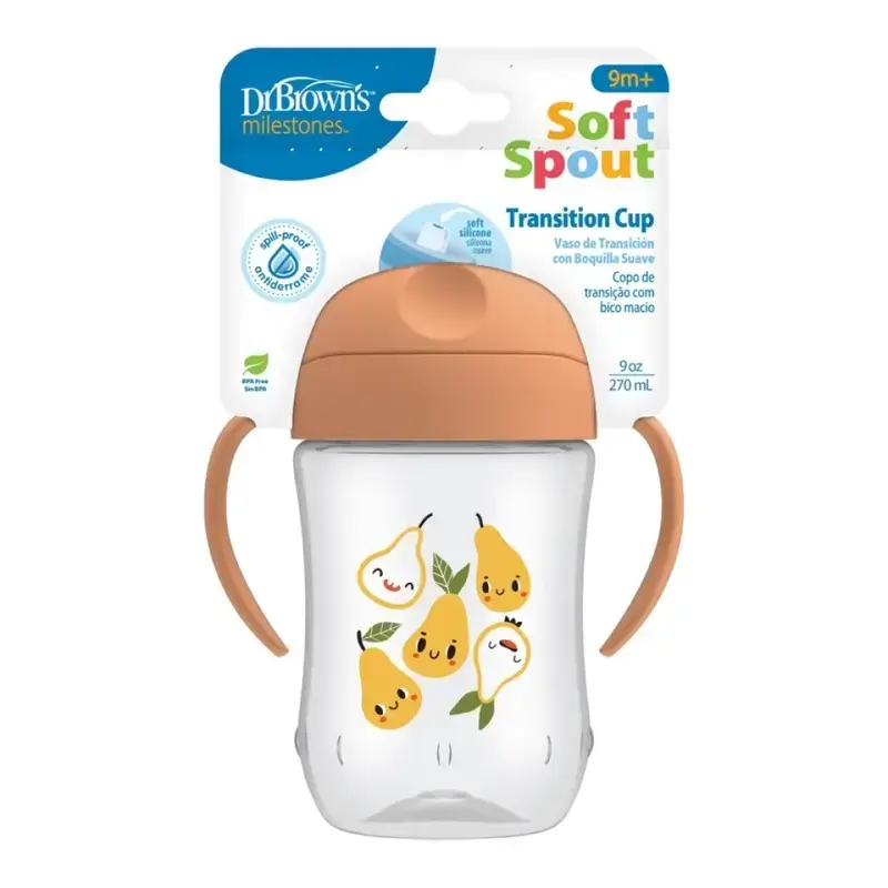 xx Dr.Brown's Soft Mouth Transition Tumbler +9 Months Coral Pear, 270ml