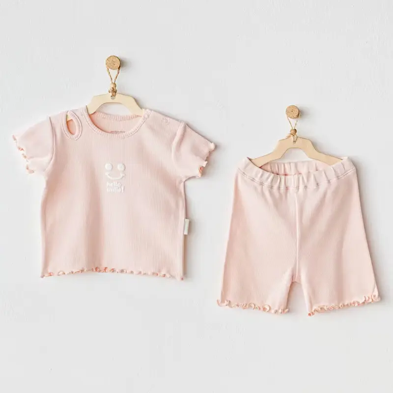 Ensemble 2 pièces de base pour bébé fille saumon, AC25900 Andywawa