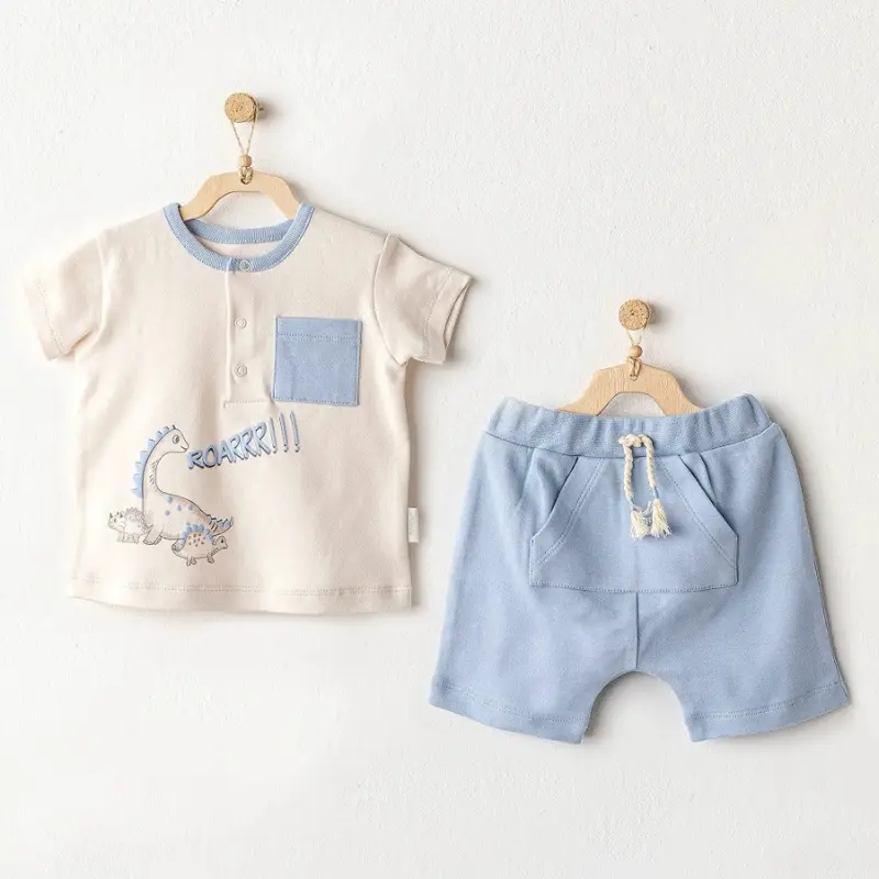 xx Ensemble 2 pièces d'été pour bébé garçon Andywawa - Bleu dinosaure