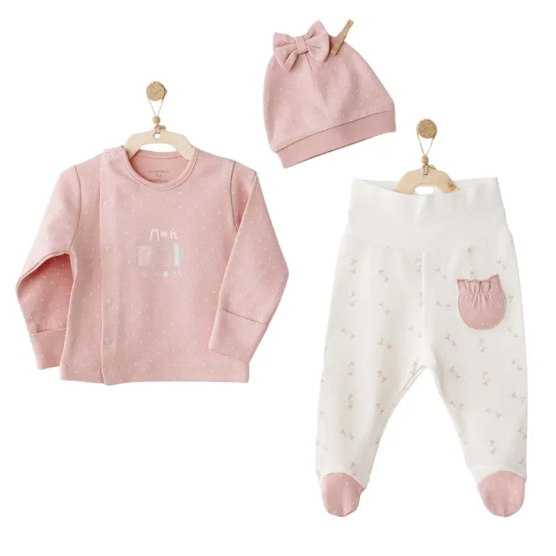 Ensemble Baby Zıbın 3 Pièces à Pression Latérale – “Mon Petit Amour” – Naissance