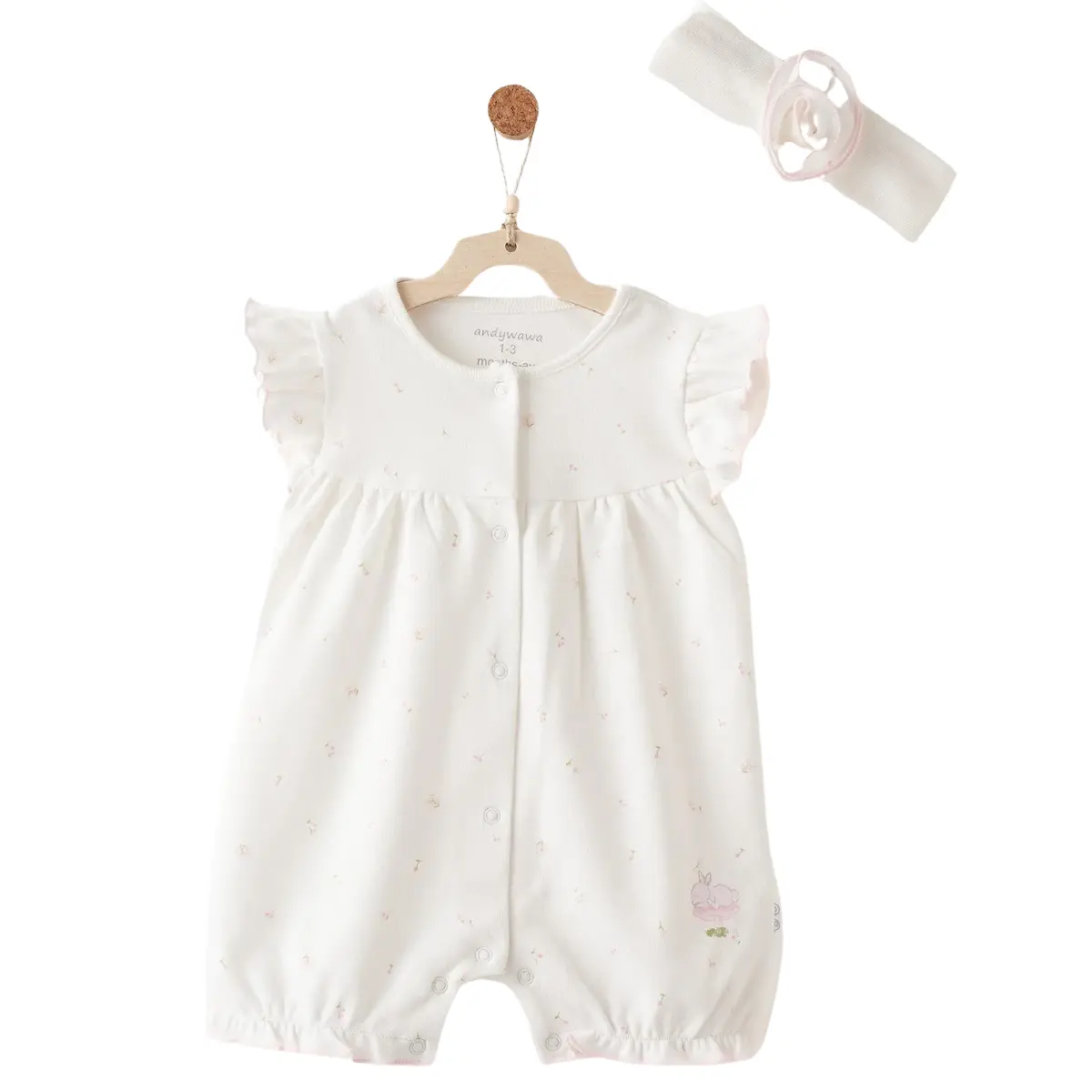Ensemble barboteuse et bandeau pour bébé fille  ANW-AC26504