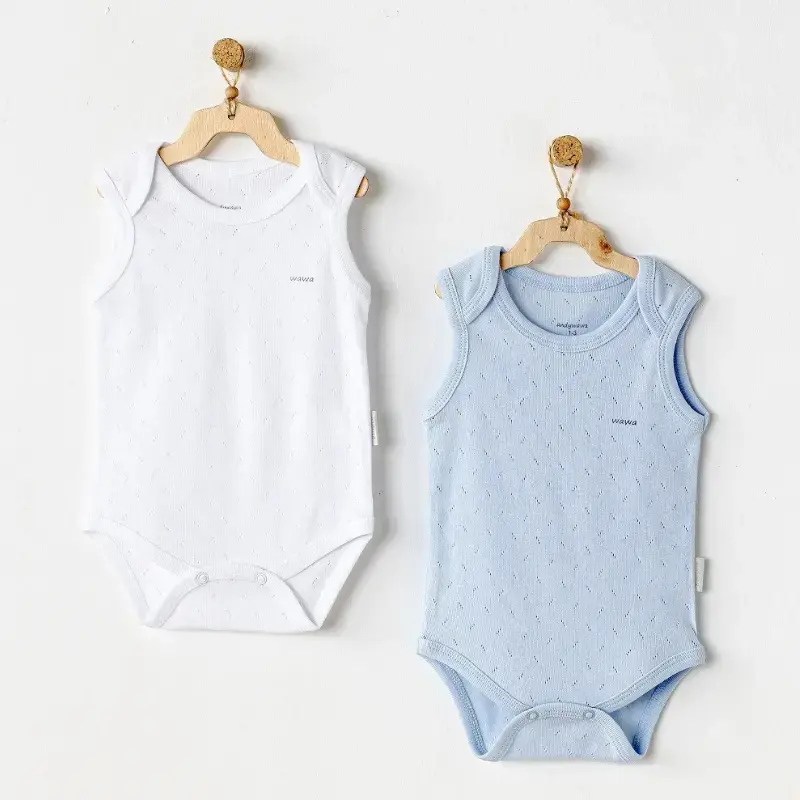 Ensemble body 2 pièces pour bébé garçon Andy Wawa, bleu et blanc AC25553
