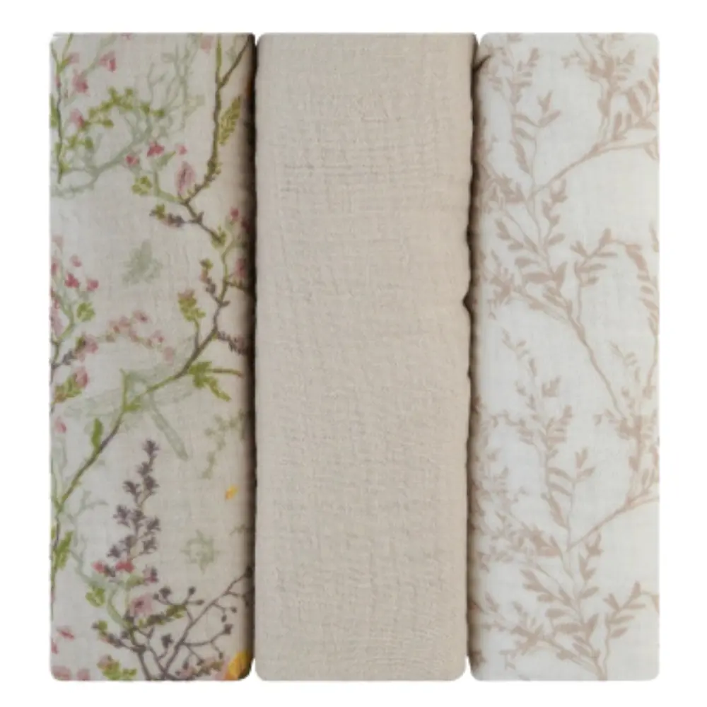Ensemble de 3 langes en mousseline 100x100 cm beige
