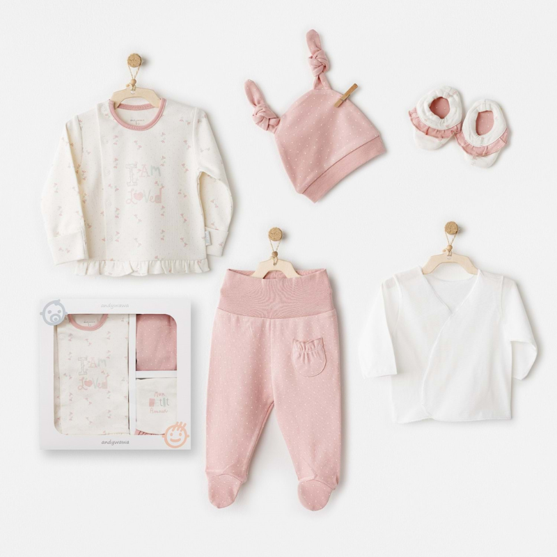 xx Ensemble de 5 pièces Andywawa pour la sortie de l'hôpital de bébé AC26080 Écru