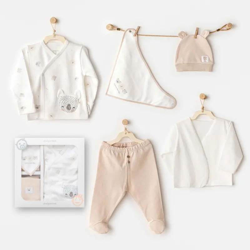 xx Ensemble de 5 pièces pour nouveau-né garçon, motif animaux joyeux AC25850