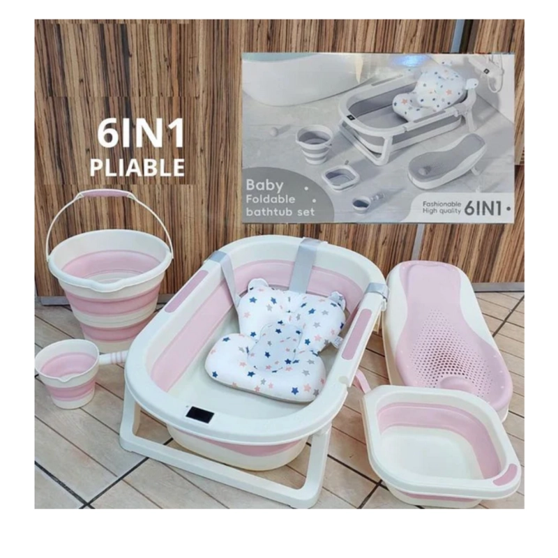 Ensemble de Bain Pliable pour Bébé 6 en 1 –Rose