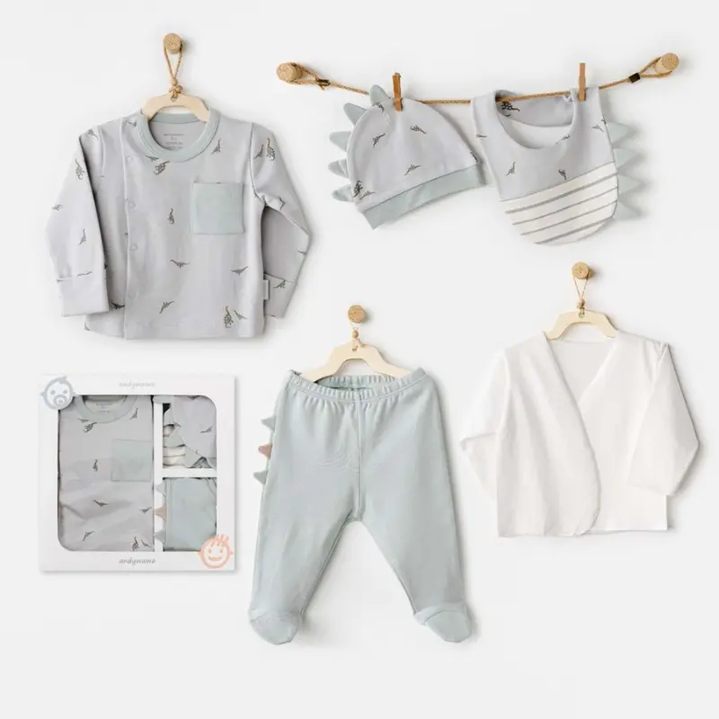 xx Ensemble Sortie Hôpital 5 Pièces Bébé Vert Snuggle Saurus Andywawa AC26000