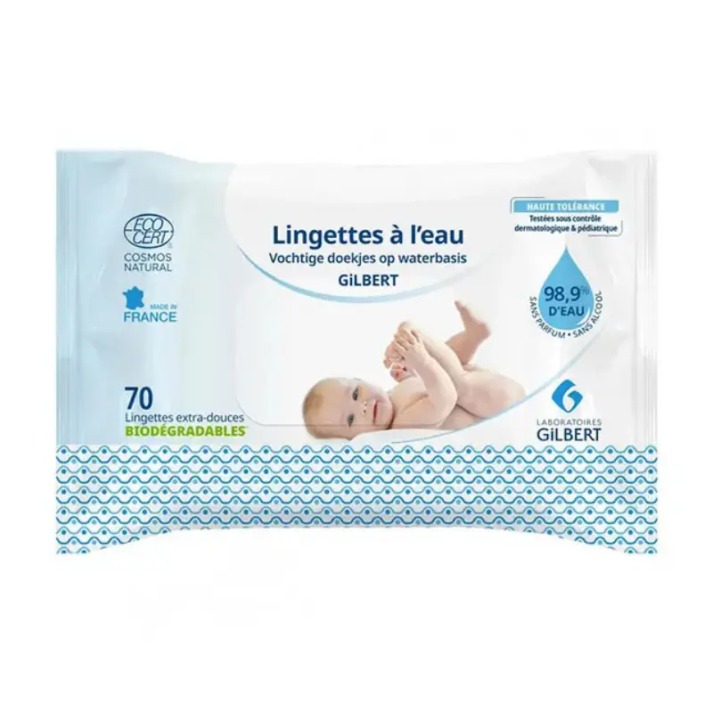xx Gilbert Lingettes bébé à l’eau biodégradables - 70  lingettes