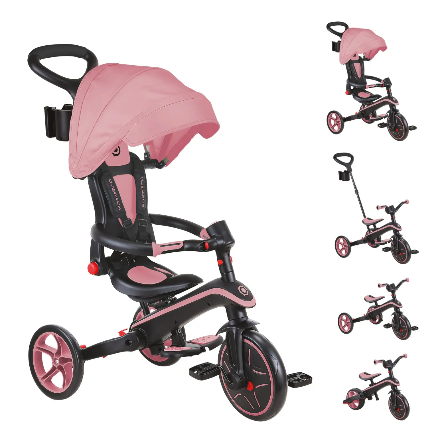 Globber Tricycle Explorer 4en1 Évolutif Rose (10 mois à 5 ans)