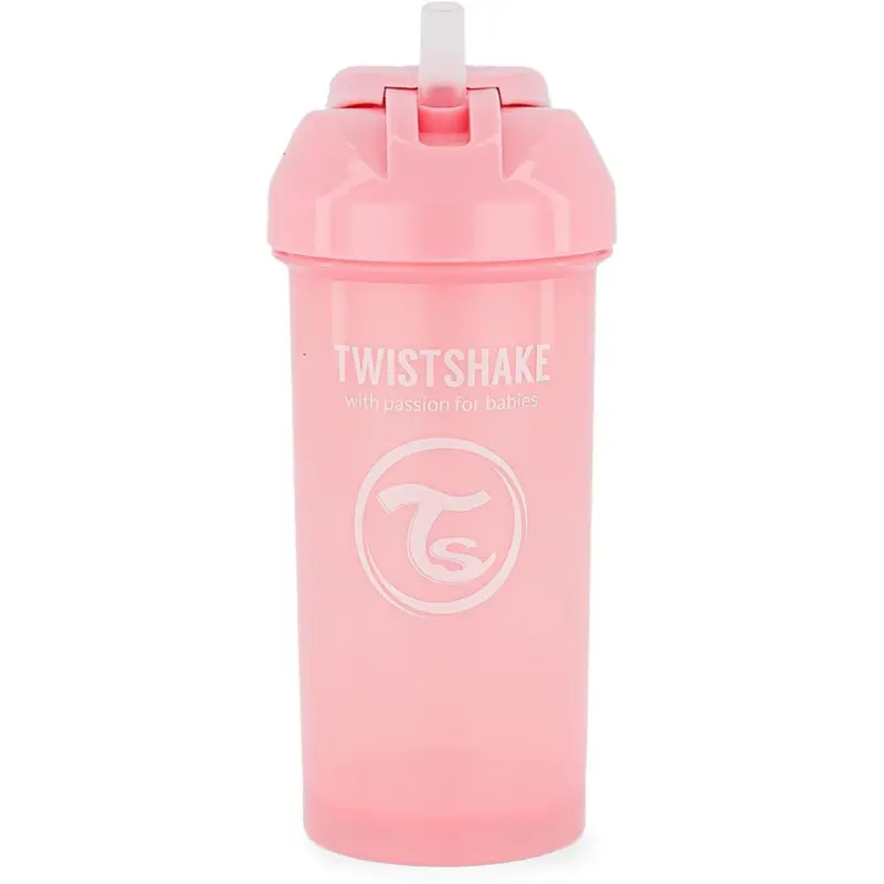 Gobelet à paille Twistshake 360 ​​ml - Rose perle - 6+m