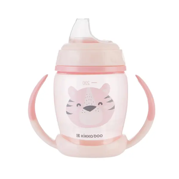 Gobelet PP avec bec verseur en silicone 200 ml Happy Face Rose