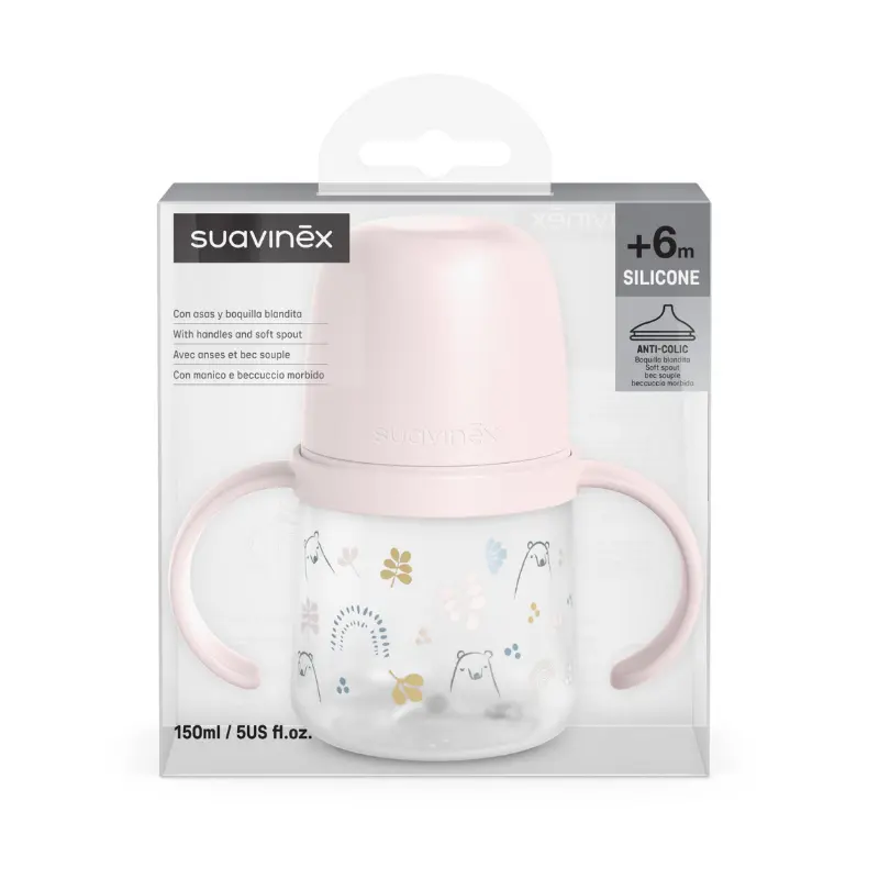 Gobelet Suavinex My Family First pour biberon - 150 ml - Rose