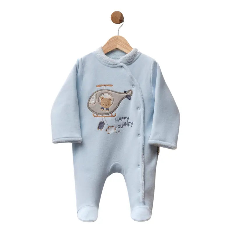 Grenouillère bébé en polaire avec motif hélicoptère
