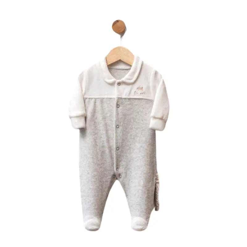 xx Grenouillère bébé en velours avec col Claudine et broderie - Be Well