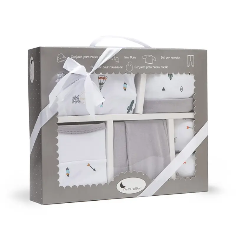 Interbaby Set 5Pcs Gris (Chemise+Pantalon+Gants+Bavoir+ChaussEttes) (0-6 Mois)