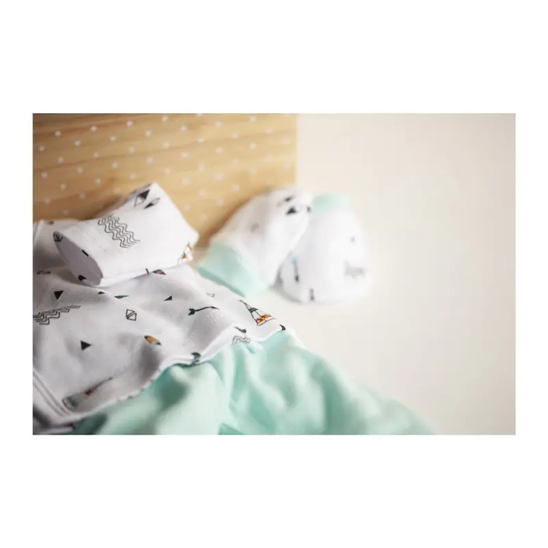 Interbaby Set 5Pcs(Chemise+Pantalon+Gants+Bavoir+ChaussEttes) (0-6 Mois)