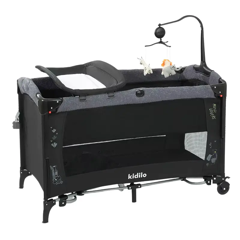 xx Lit Métallique Portable Pliable Multifonctionnel  - Noir