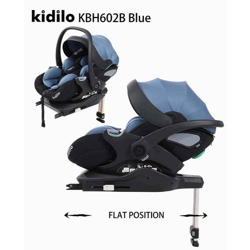 xx Kidilo Siège Auto Bébé KBH602B – Portable et Inclinable à Plat avec Base Isofix - Bleu