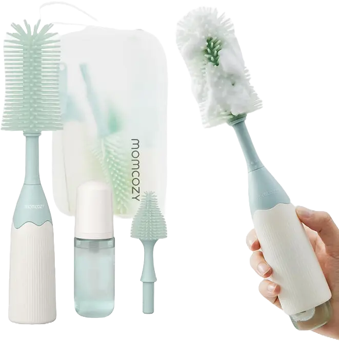 xx Kit de brosse à biberon Momcozy Innovative Push-Press Design
