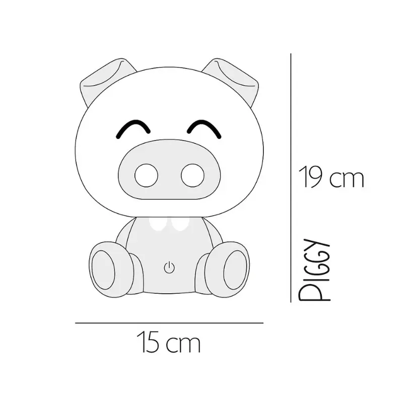 Lampe de table LED intégrée pour enfant Luminosa Piggy, jaune
