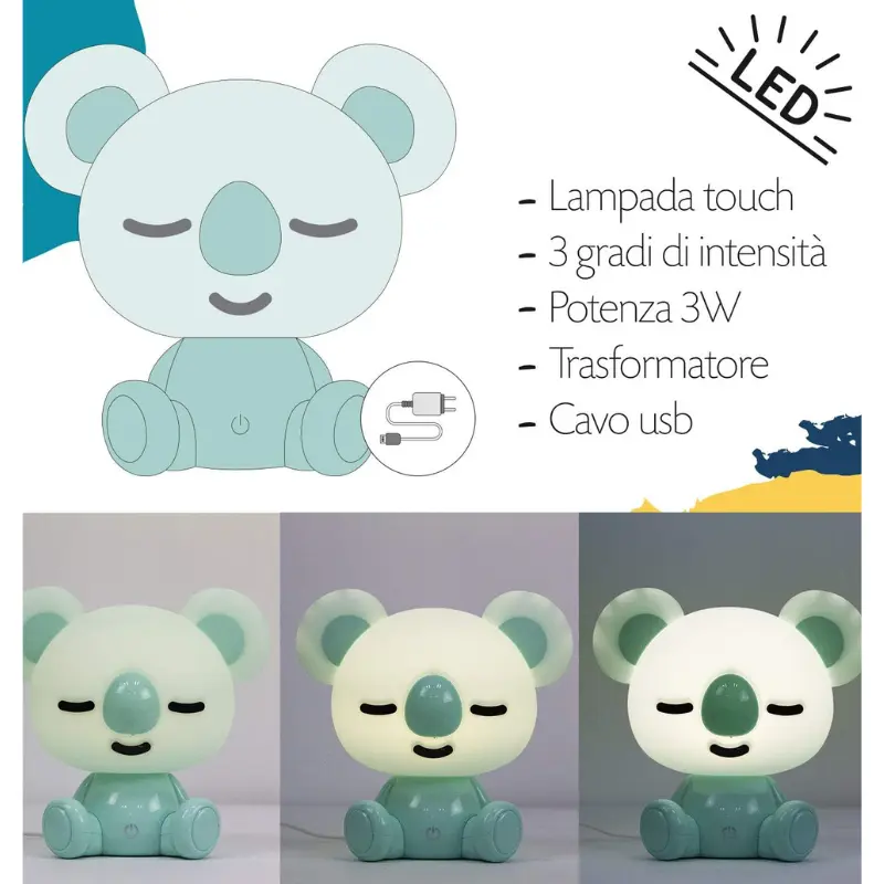Lampe Lampe de table LED intégrée pour enfant Luminosa Piggy, bleue
