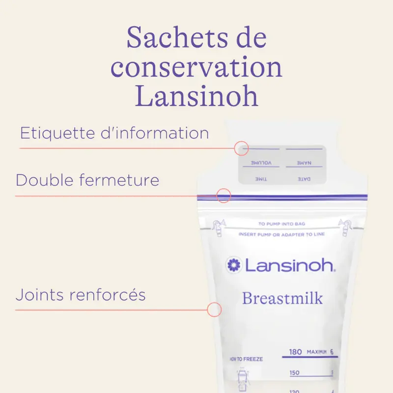 Lansinoh Sachets de Conservation du Lait Maternel 50 Unités