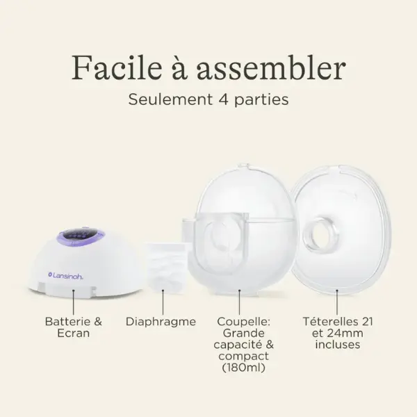 Lansinoh Tire-lait Mains Libres Simple – Compact, Portable et Confortable