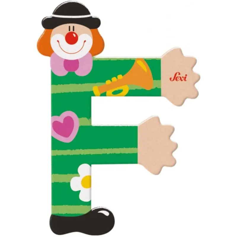 xx Lettre en Bois Clown F Sevi