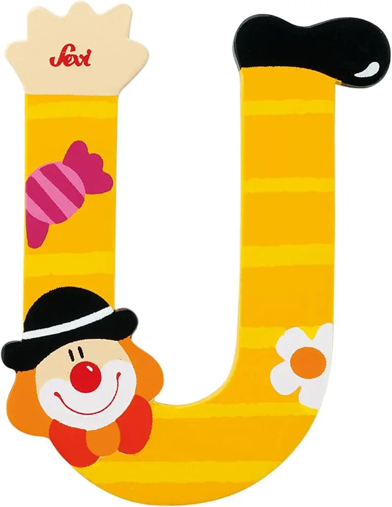 xx Clown de la lettre U en bois